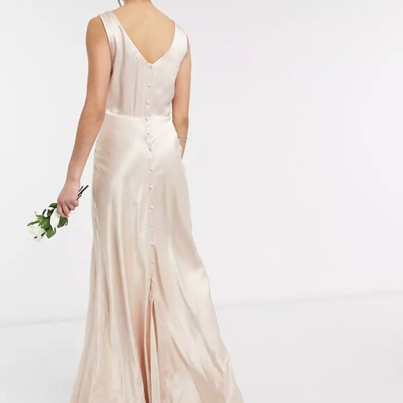 GHOST LONDON x BHLDN pale pink champagne Alexia satin gown in Oyster